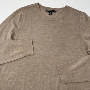 Katherine Barclay Merino Wool Crewneck Sweater Brown Womens Large Lightweight